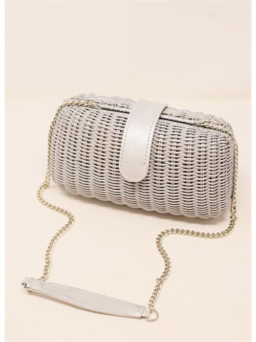 Silver wicker clutch bag Laboratorio Capri | 172ALLUMINIO